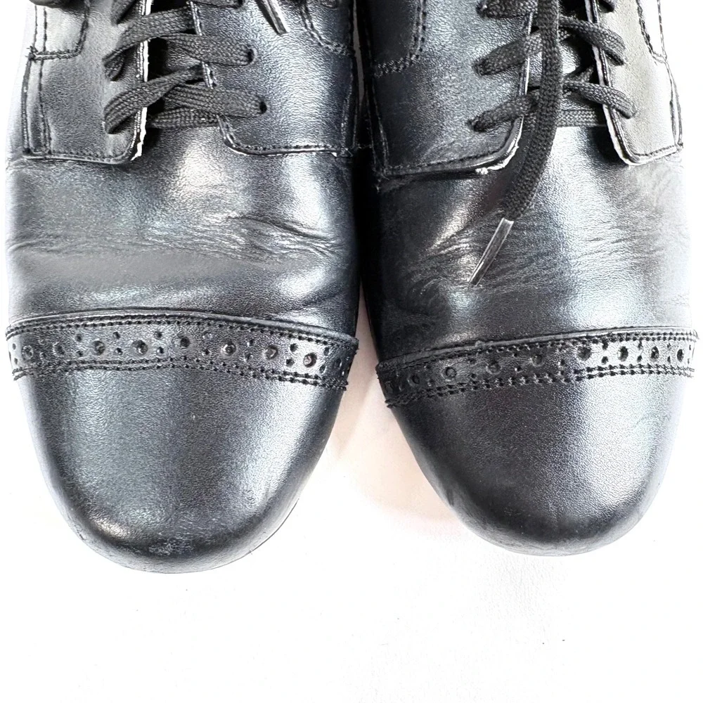 Aris Allen Dance Shoes Black Leather Cap Toe Brogue 445W-BK EEE Mens 10.5
